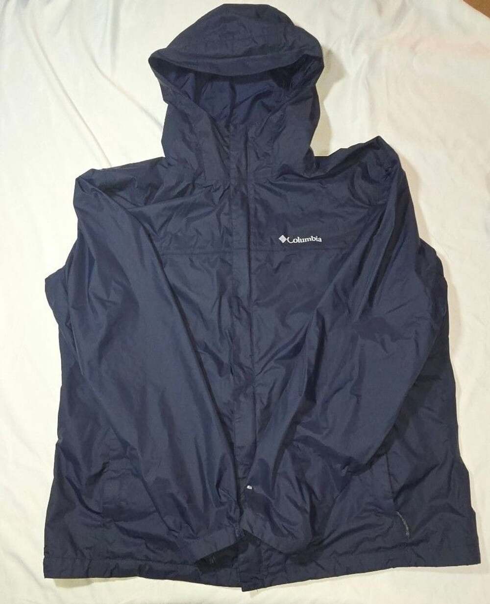Columbia Rain Jacket Size XL Navy Blue Waterproof Hooded Windbreaker